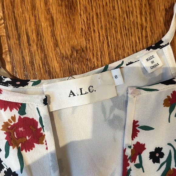 A.L.C Woman’s White Floral Silk Dress Size 8 - Picture 3 of 6